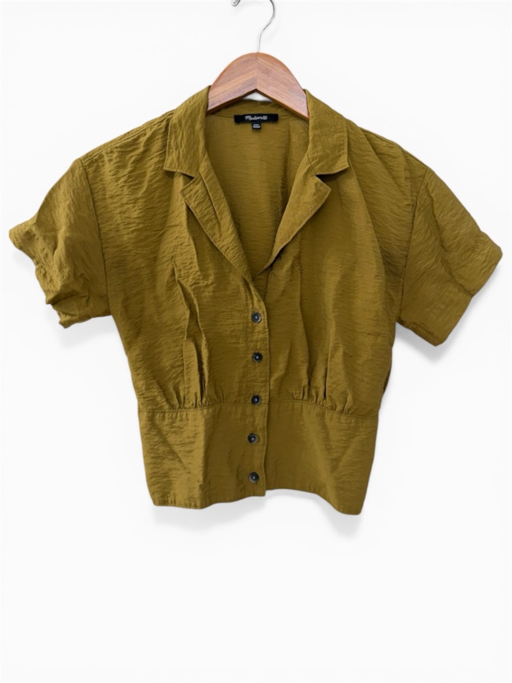 Madewell Olive Green Short-Sleeve Button-Front Shirt